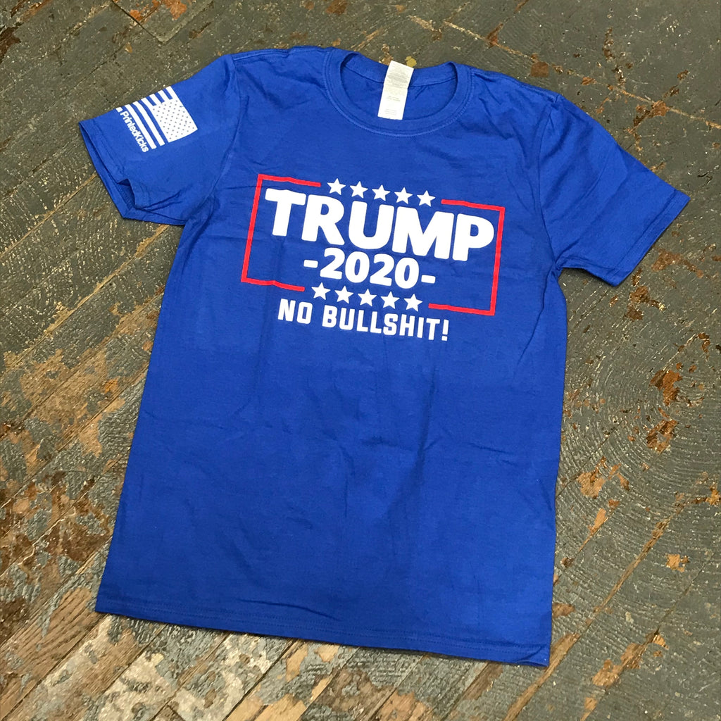 Trump 2020 No Bullshit Short Sleeve T-Shirt Blue Graphic Designer Tee