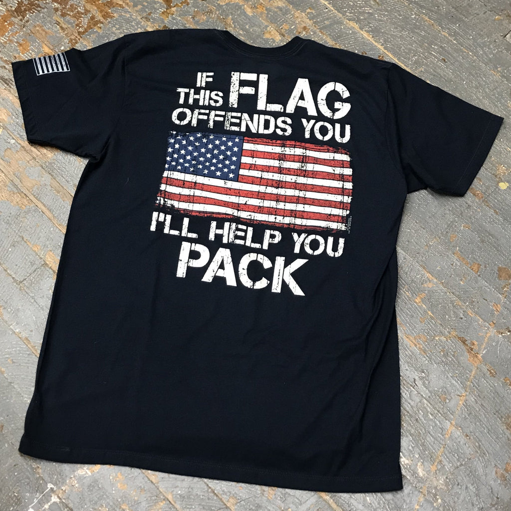 If This Flag Offends You Help You Pack Short Sleeve T-Shirt Navy Graphic Designer Tee Back