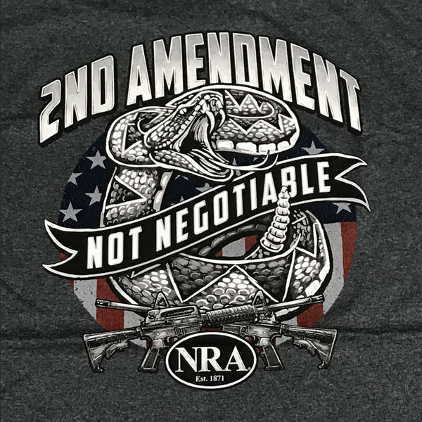 NRA 2nd Amendment Snake Short Sleeve T-Shirt Grey Graphic Designer Tee