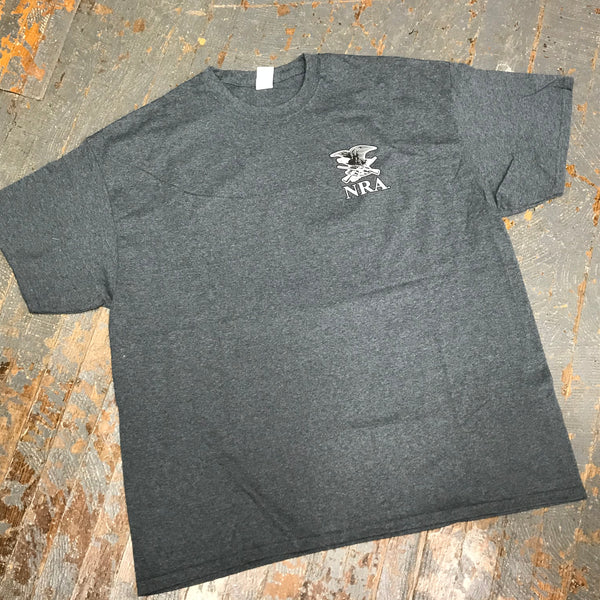 NRA 2nd Amendment Snake Short Sleeve T-Shirt Grey Graphic Designer Tee Front