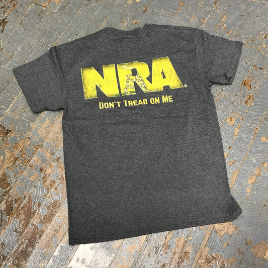 NRA Don't Tread On Me Short Sleeve T-Shirt Grey Graphic Designer Tee Back