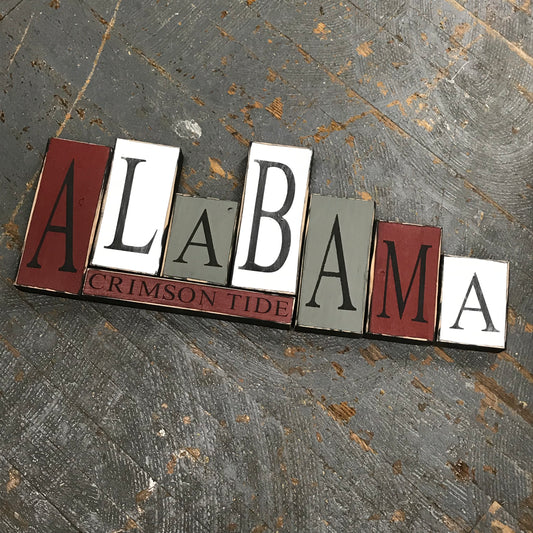 Hand Crafted Wood Word Block Set Football Alabama Crimson Tide Decoration