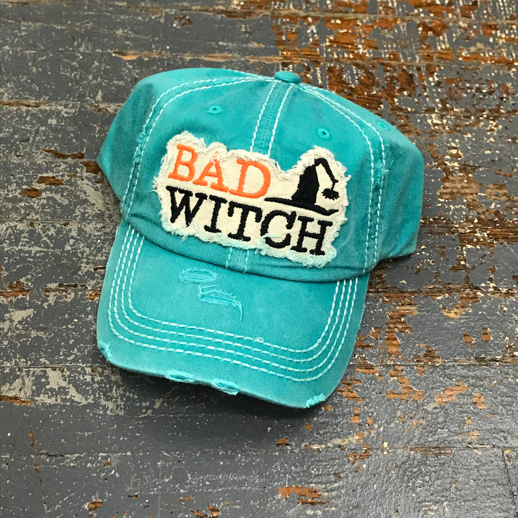 Bad Witch Patch Rugged Aqua Teal Embroidered Ball Cap