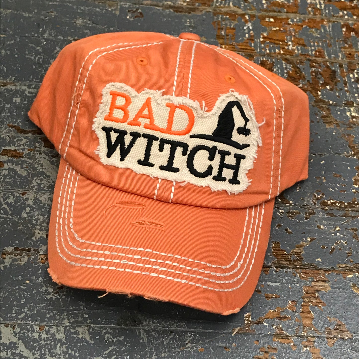 Bad Witch Patch Rugged Orange Embroidered Ball Cap