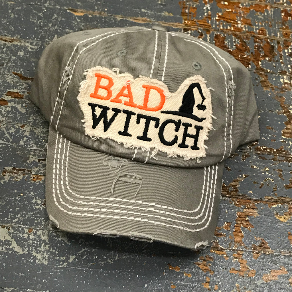 Bad Witch Patch Rugged Grey Embroidered Ball Cap