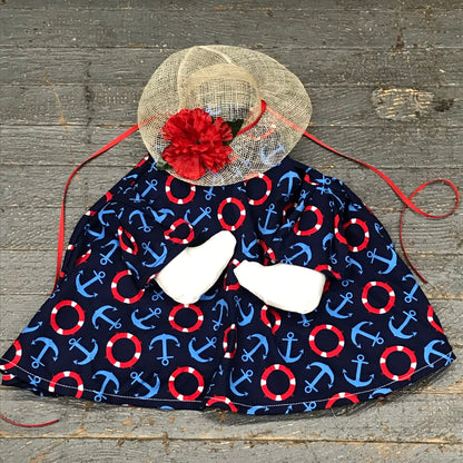 Goose Clothes Complete Holiday Goose Outfit Nautical Anchor Dress and Hat Costume