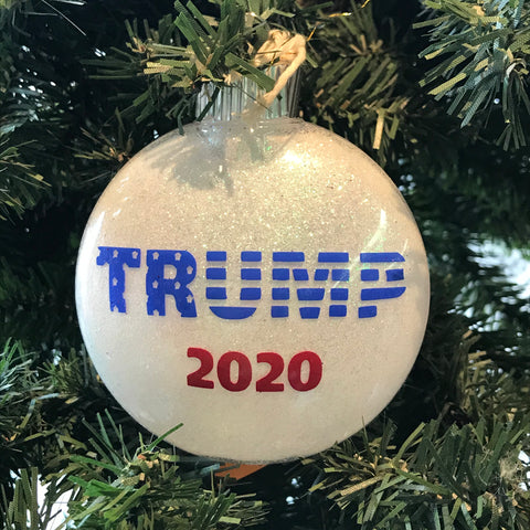 Holiday Christmas Tree Ornament Trump Flag 2020 White