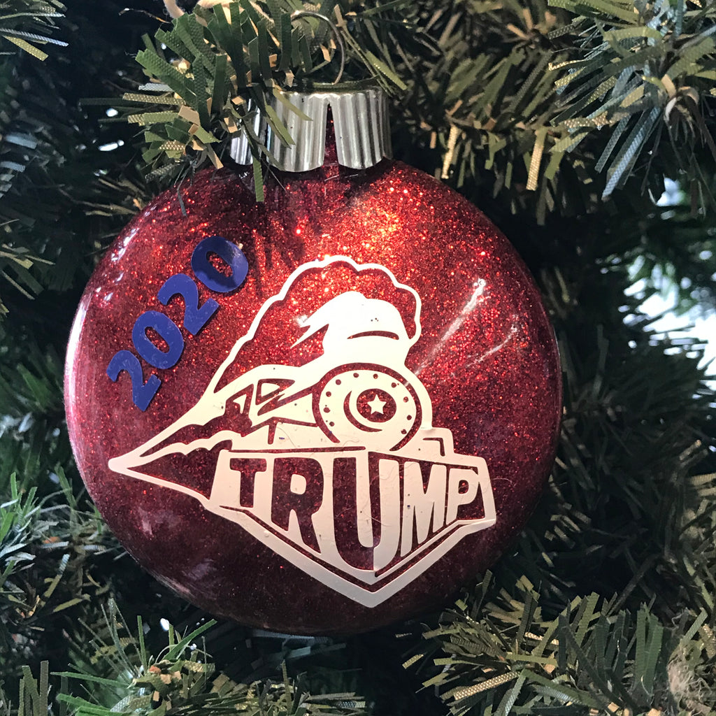 Holiday Christmas Tree Ornament Trump Train 2020 Red
