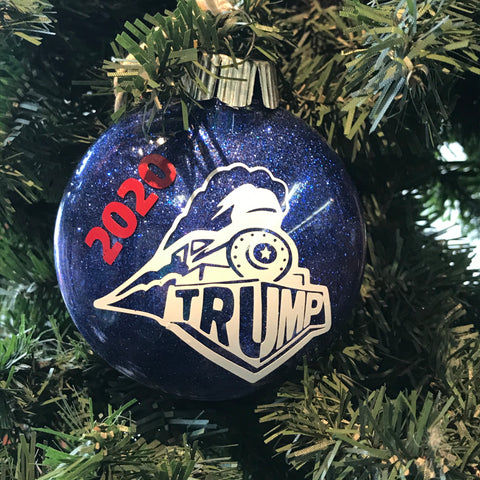 Holiday Christmas Tree Ornament Trump Train 2020 Blue