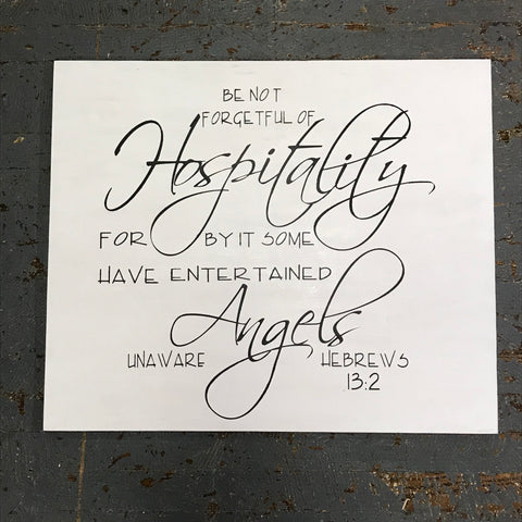 Hand Painted Wooden Sign Hospitality Hebrews 13:2