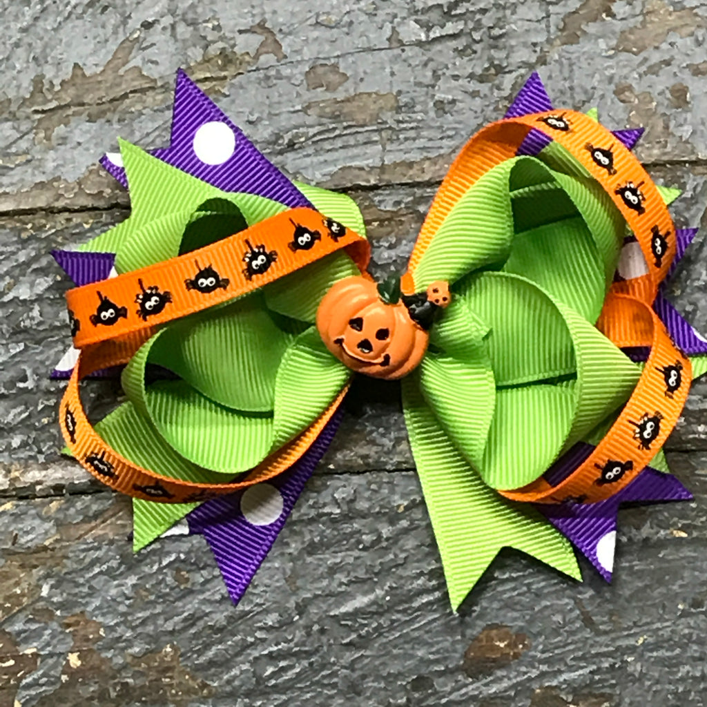 Hair Clip Ribbon Headband Bow Holiday Halloween Spider Pumpkin