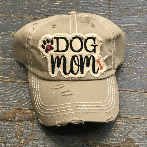 Dog Mom Hat Khaki Embroidered Ball Cap