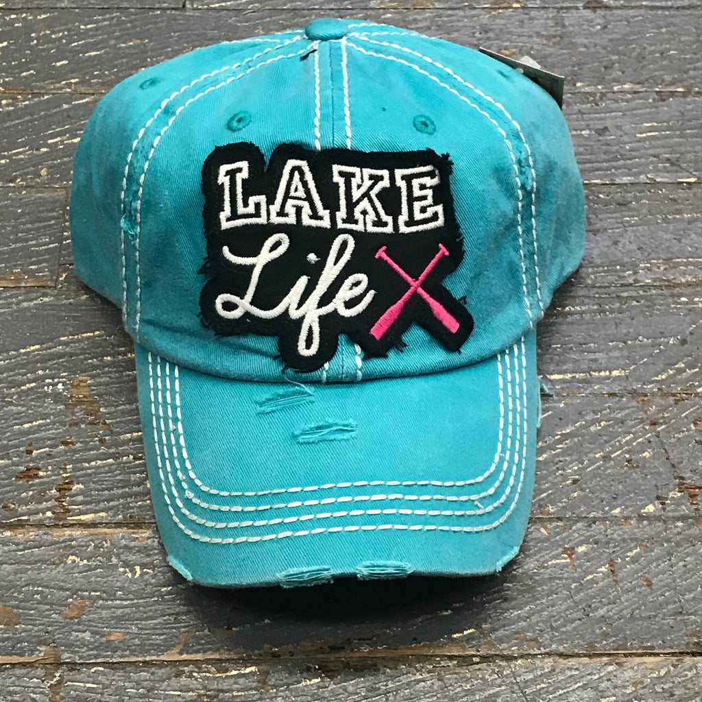 Lake Life Paddle Hat Auqa Blue Embroidered Ball Cap