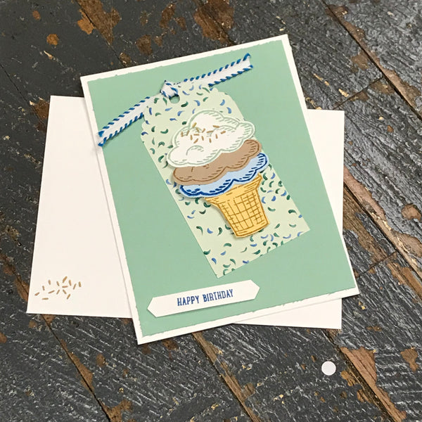 Happy Birthday Ice Cream Handmade Stampin Up Greeting Card with Envelope