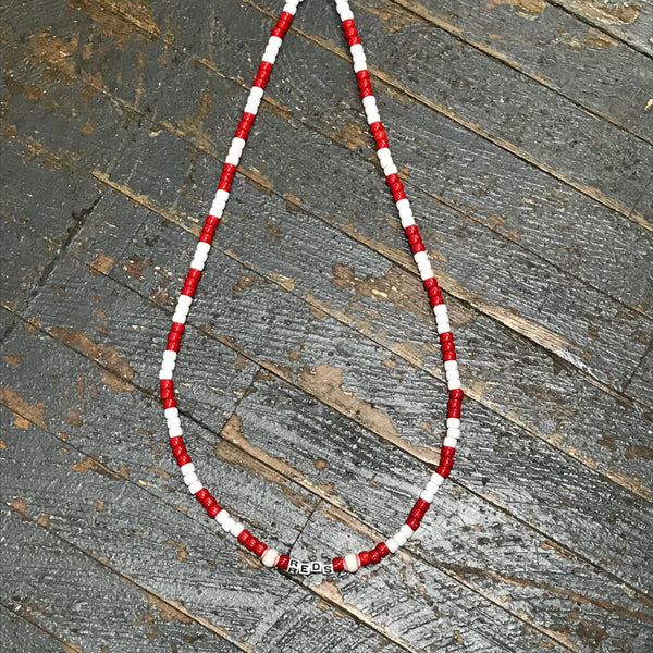 Handmade Beaded Necklace Baseball Cincinnati Reds 
