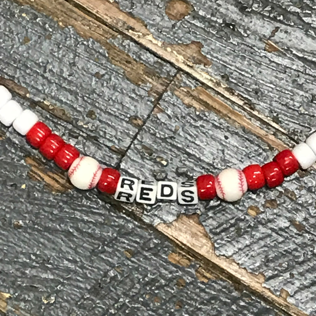 Handmade Beaded Necklace Baseball Cincinnati Reds 