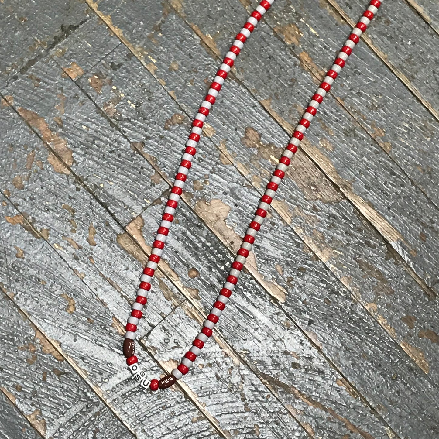 Handmade Beaded Necklace Football OSU Ohio State Buckeyes