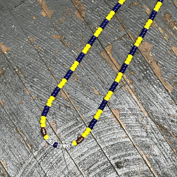 Handmade Beaded Necklace Football Michigan Wolverines
