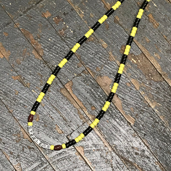 Handmade Beaded Necklace Football NFL Pittsburgh Steelers