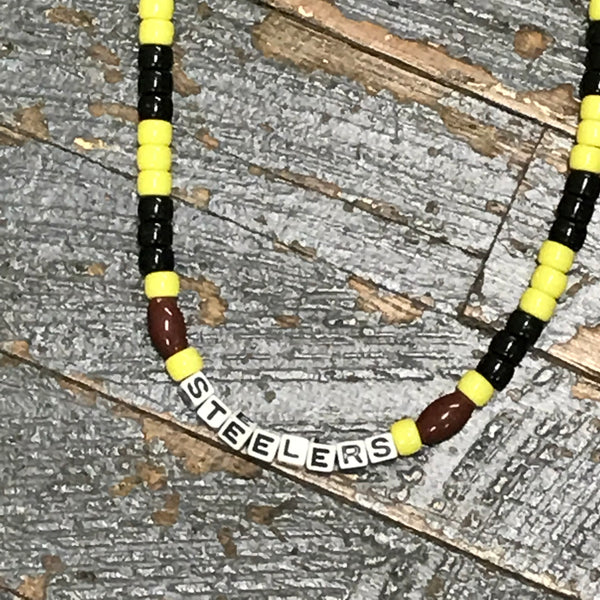 Handmade Beaded Necklace Football NFL Pittsburgh Steelers 