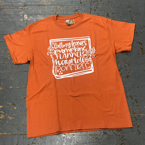 Falling Leaves Pumpkins Flannels Graphic Designer Short Sleeve T-Shirt