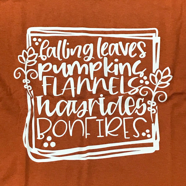 Falling Leaves Pumpkins Flannels Graphic Designer Short Sleeve T-Shirt