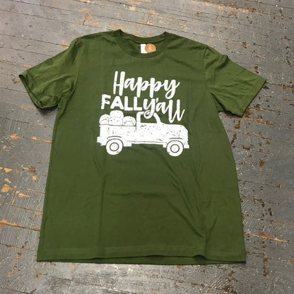 Happy Fall Y'all Truck Graphic Designer Short Sleeve T-Shirt