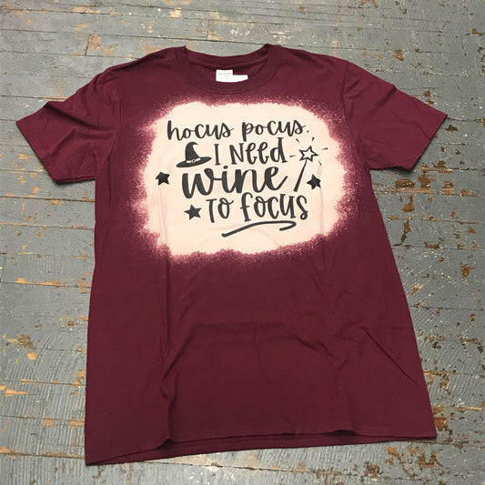 Hocus Pocus Wine to Focus Bleached Graphic Designer Short Sleeve T-Shirt