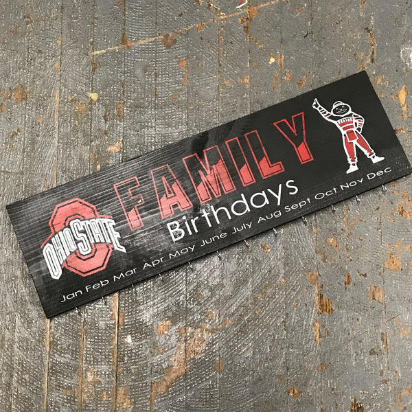 Family Birthday Celebration Calendar Board Hand Painted Wooden Ohio State Buckeyes Sign 