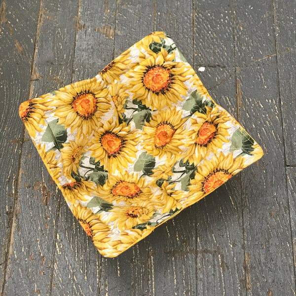 Handmade Fabric Cloth Microwave Bowl Hot Cold Pad Holder Sunflower Yellow