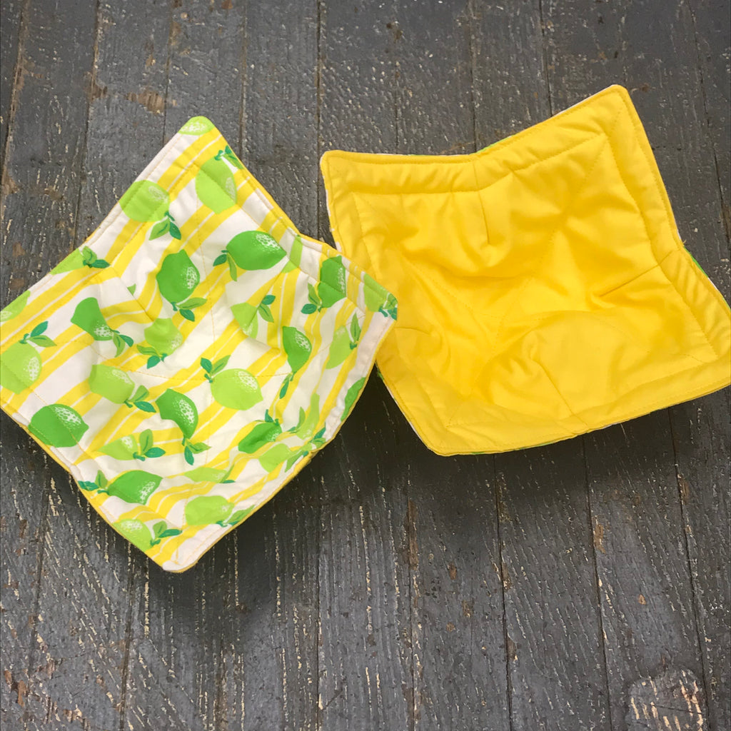 Handmade Fabric Cloth Microwave Bowl Hot Cold Pad Holder Lemon Lime