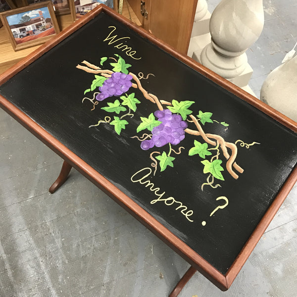 Hand Painted Wooden Grape Wine Serving Side Lamp End Table