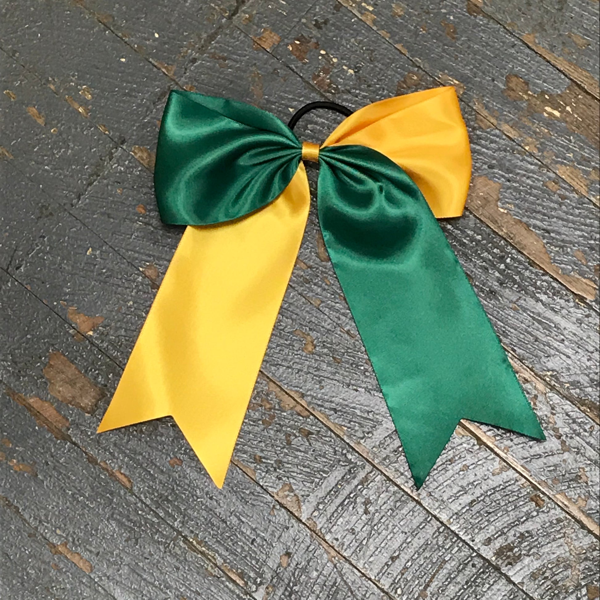 Hair Clip Ribbon Headband Cheer Team Spirit Big JoJo Bow Green Yellow 