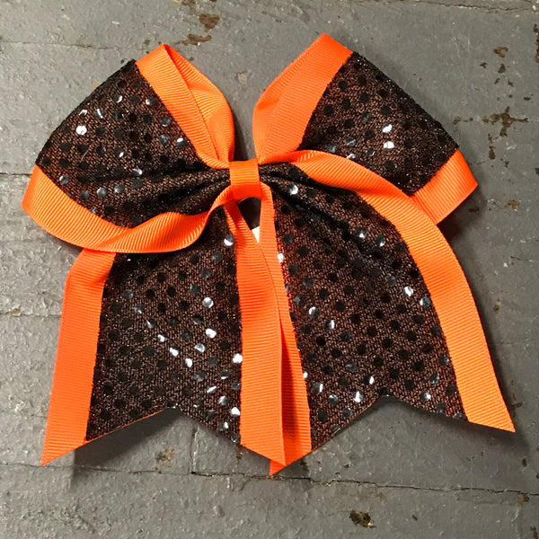 Hair Clip Ribbon Headband Cheer Team Spirit Big JoJo Bow Glitter Orange Black