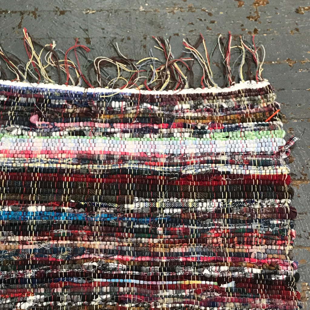 #212 Plaid Multi Color Rag Weaved Table Runner Rug by Morgan