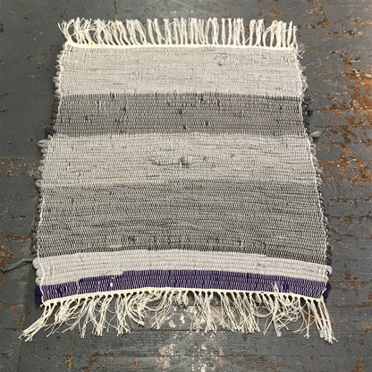 #129 Gray-Pe Gray Purple Color Rag Weaved Table Runner Rug by Tom