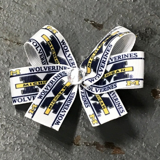 Hair Clip Ribbon Headband Bow Sports Team Michigan Wolverines 