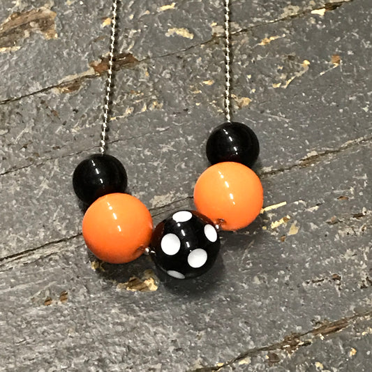 Handmade Chunky Bubble Gum Beaded Chain Necklace Orange Black 
