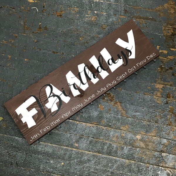 Family Birthday Celebration Calendar Board Hand Painted Wooden Sign Chocolate Brown
