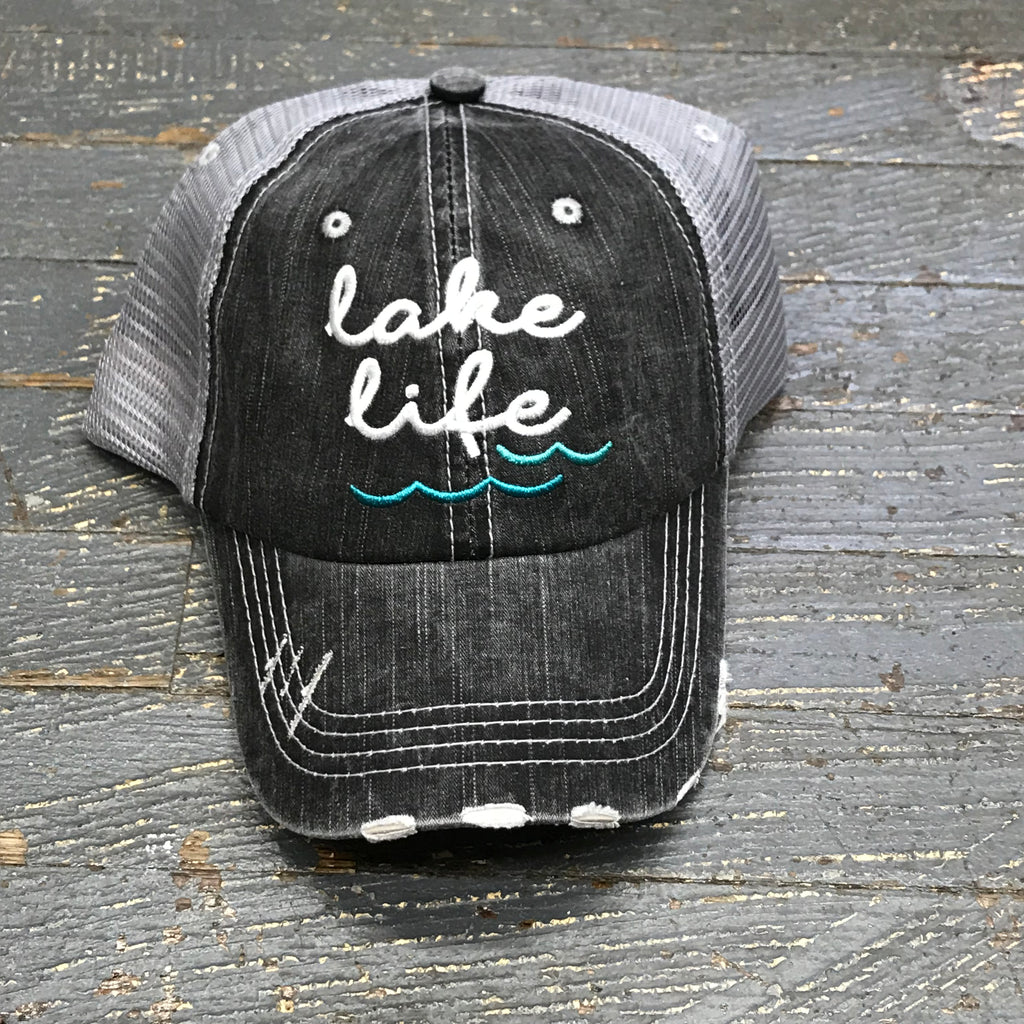 Lake Life Hat Gray Embroidered Ball Cap