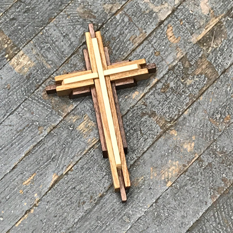 Handmade Layered Dimensional Natural Wooden Resurrection Cross