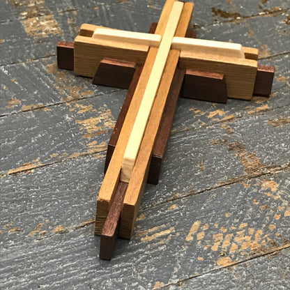 Handmade Layered Dimensional Natural Wooden Resurrection Cross