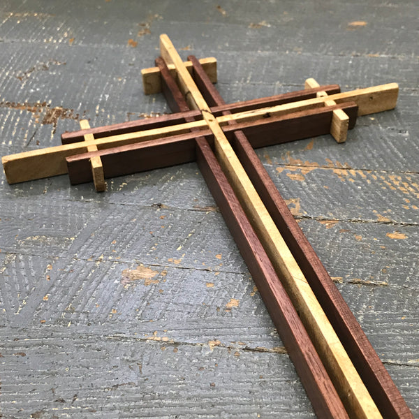 Handmade Dimensional Natural Wooden Resurrection Cross 