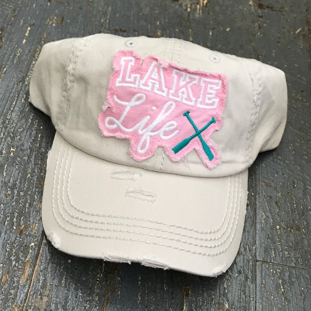 Lake Life Paddle Hat Khaki Embroidered Ball Cap