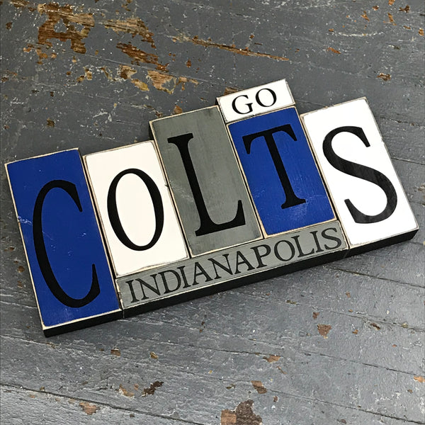 Hand Crafted Wood Word Block Set Football NFL Indianapolis Colts Decoration