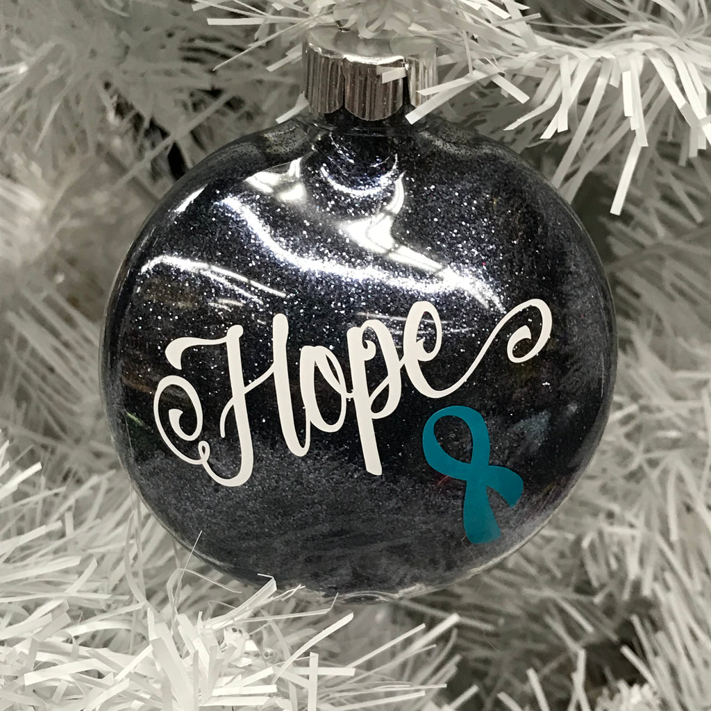 Holiday Christmas Tree Ornament Hope Cancer Ribbon