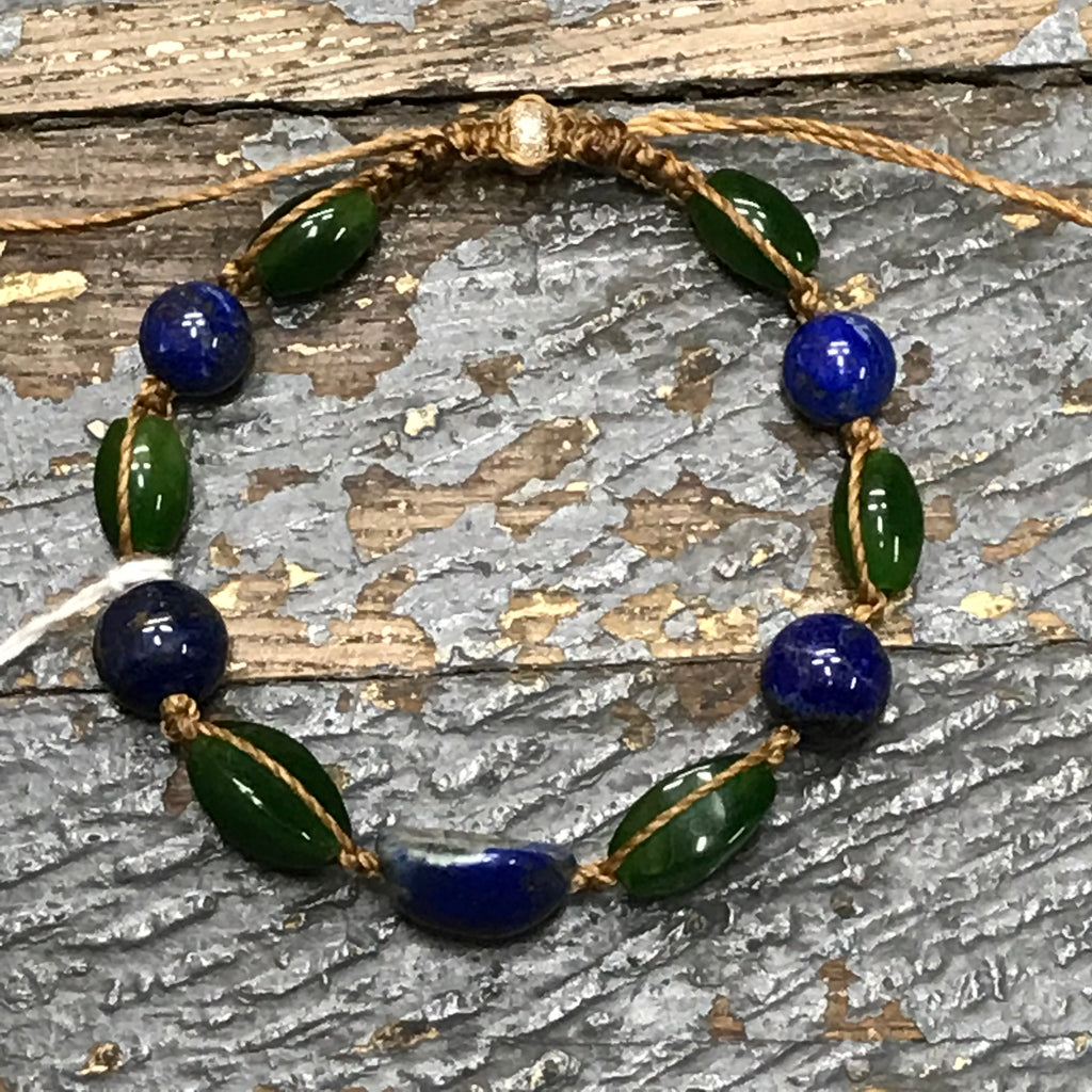 Semiprecious Gem Stone Lapis Jade Bracelet