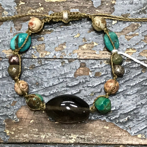 Semiprecious Gem Stone Turquoise Quartz Bracelet