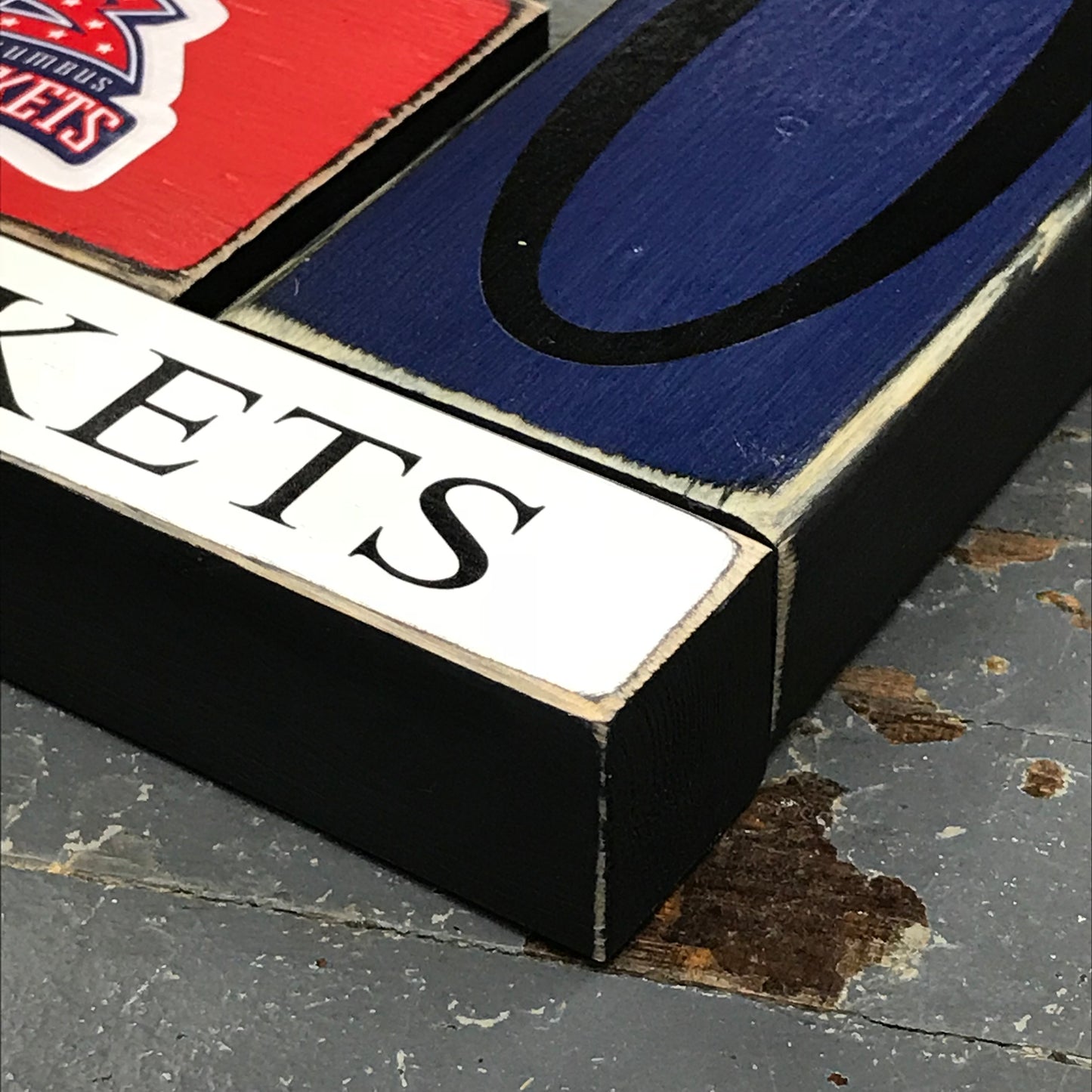 Hand Crafted Wood Word Block Set Columbus Blue Jackets Hockey Decoration