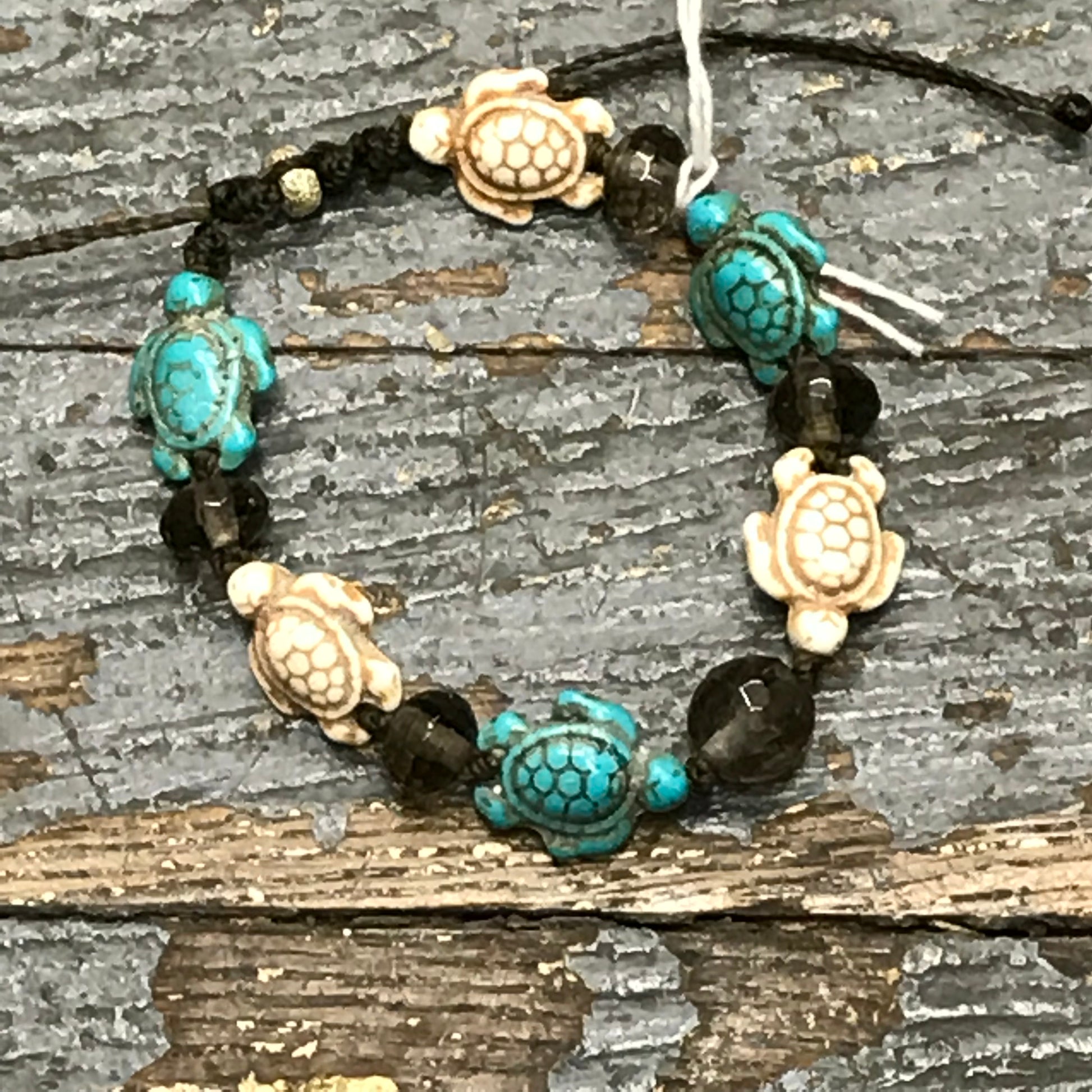 Semiprecious Gemstone Howlite Turquoise Turtle Bracelet